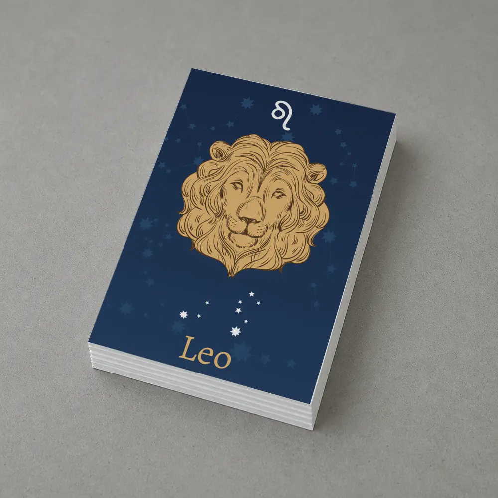 Leo Zodiac Lion Portrait Dark Blue Stars – Postcards
