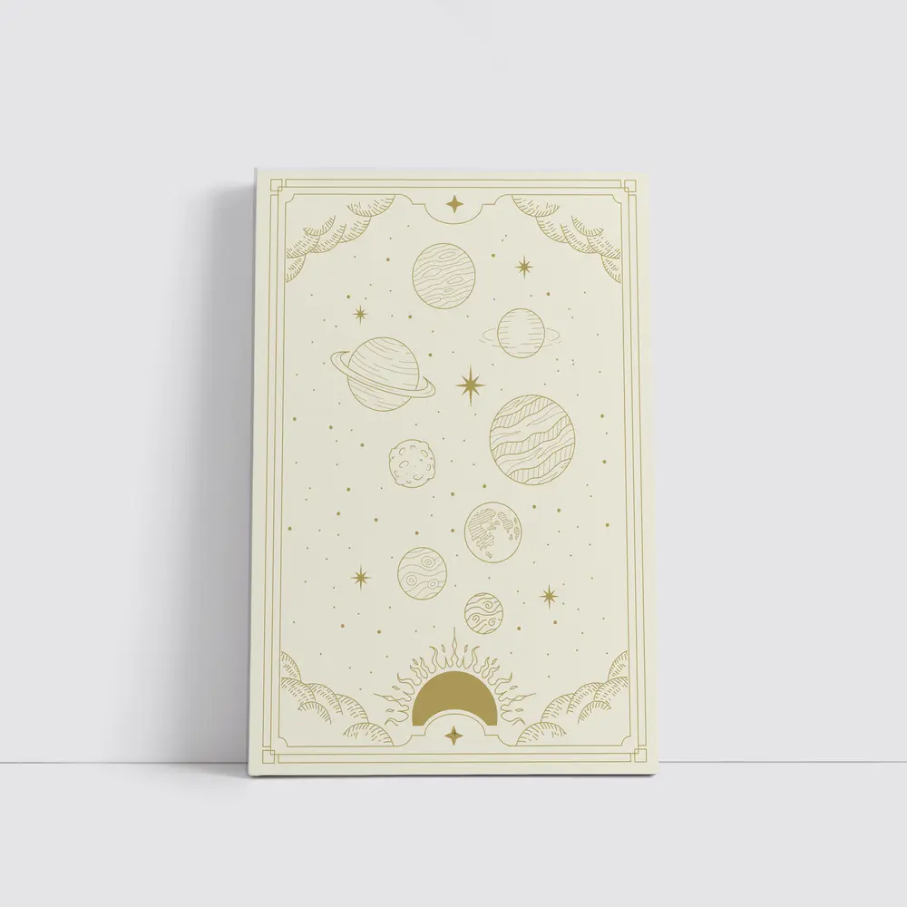 Gold Celestial Planets Solar System Mystical Art – Wall Art