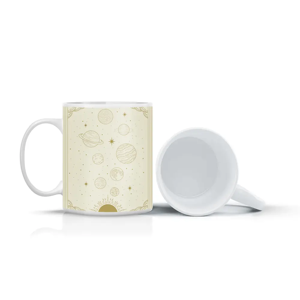 Gold Celestial Planets Solar System Mystical Art – Mugs