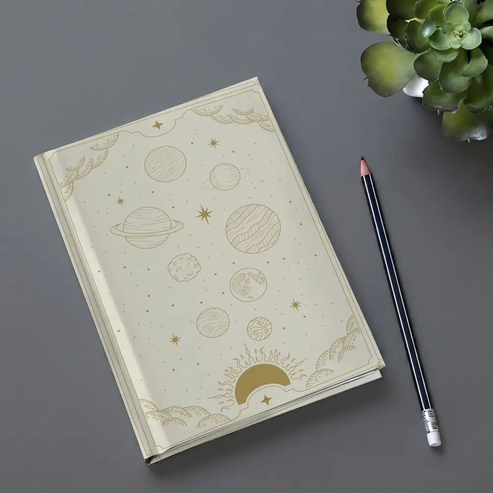 Gold Celestial Planets Solar System Mystical Art – Notebooks