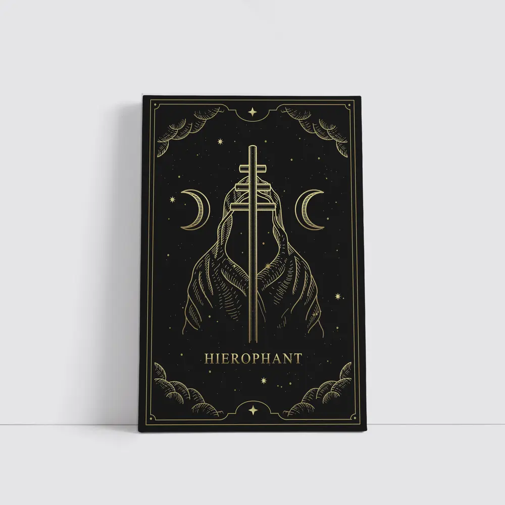Hierophant Tarot Card Gold Dark Art – Wall Art