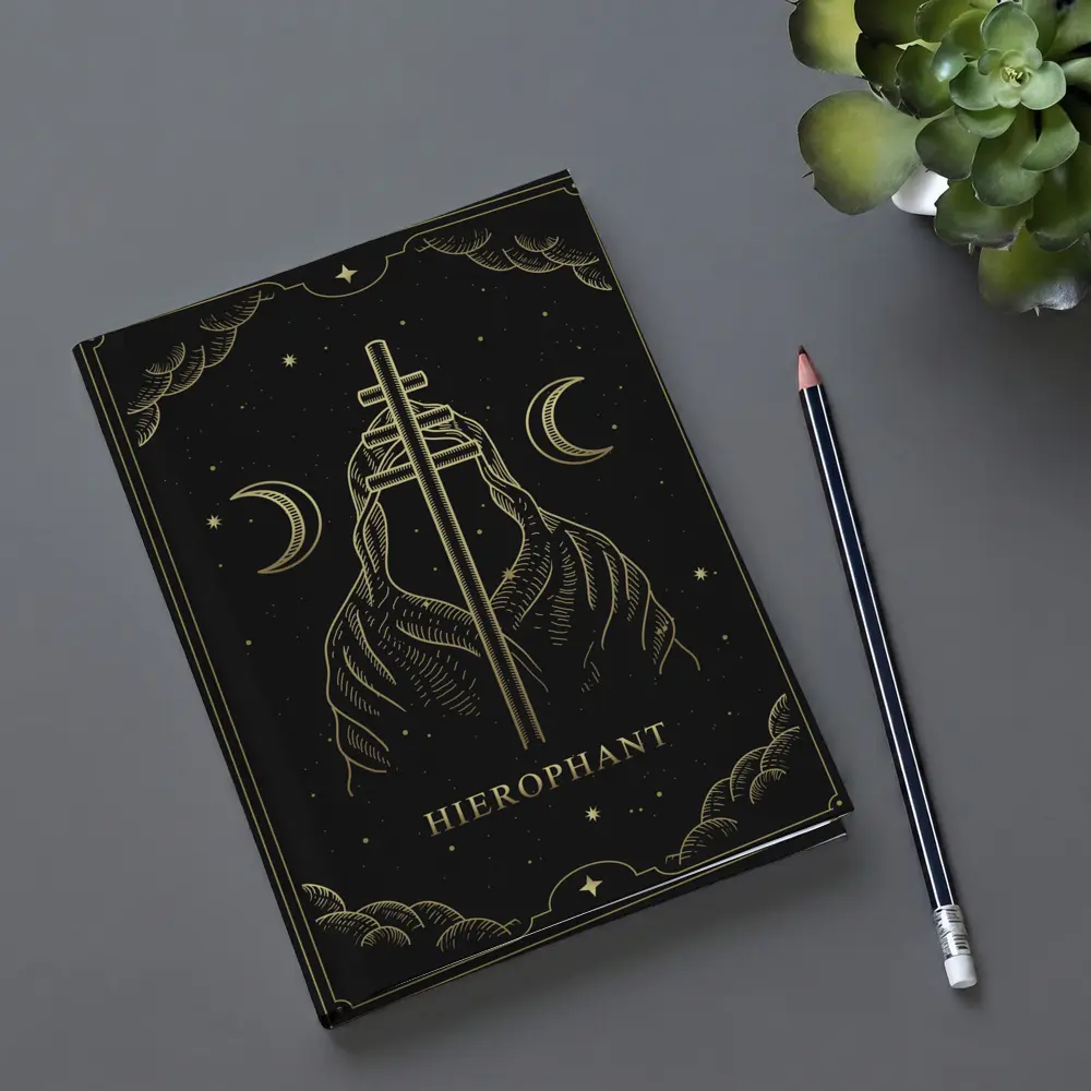 Hierophant Tarot Card Gold Dark Art – Notebooks