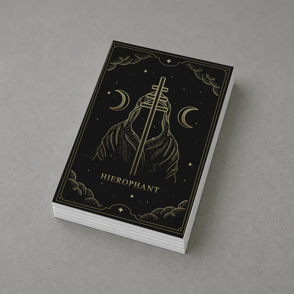 Hierophant Tarot Card Gold Dark Art – Postcards