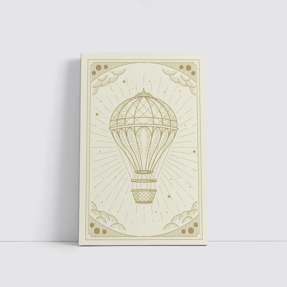 Vintage Hot Air Balloon Engraving Gold Art – Wall Art