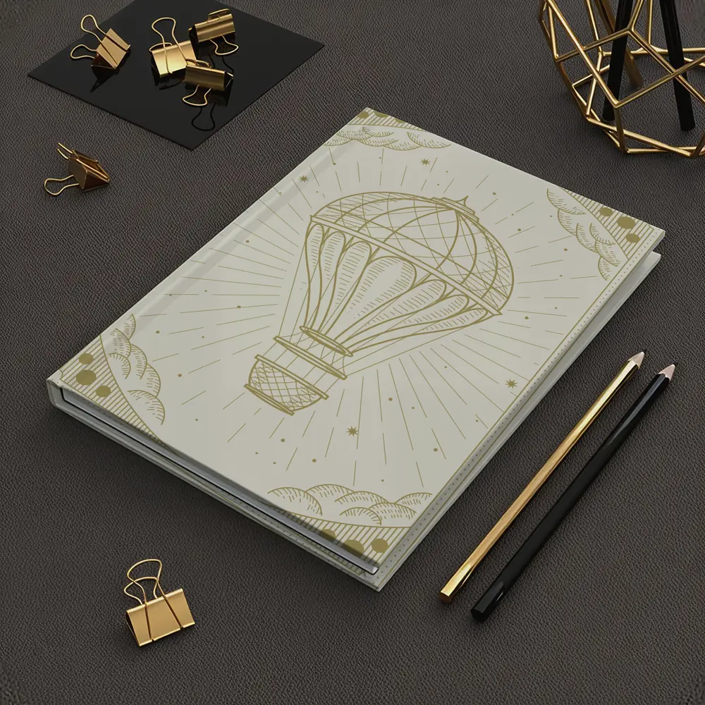 Vintage Hot Air Balloon Engraving Gold Art – Notebooks
