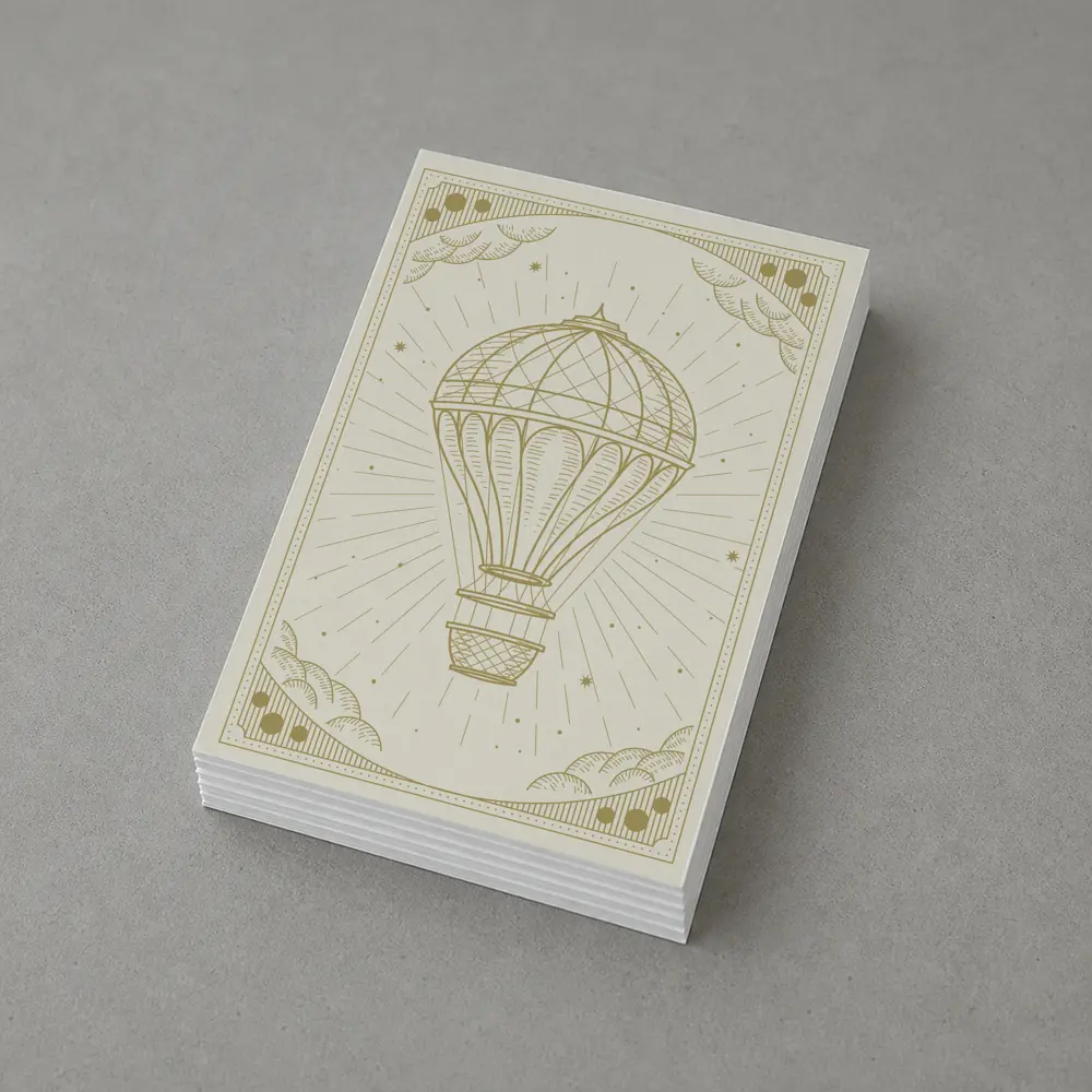 Vintage Hot Air Balloon Engraving Gold Art – Postcards