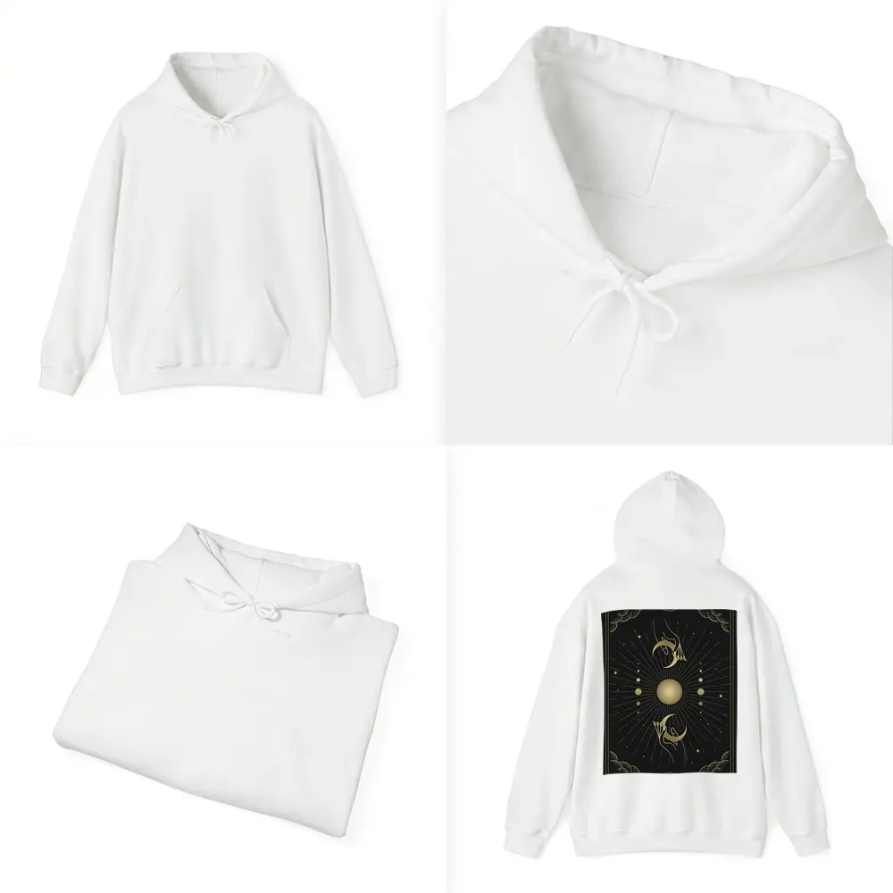 Mystical Hands Crescent Moon Gold Black – Hoodies