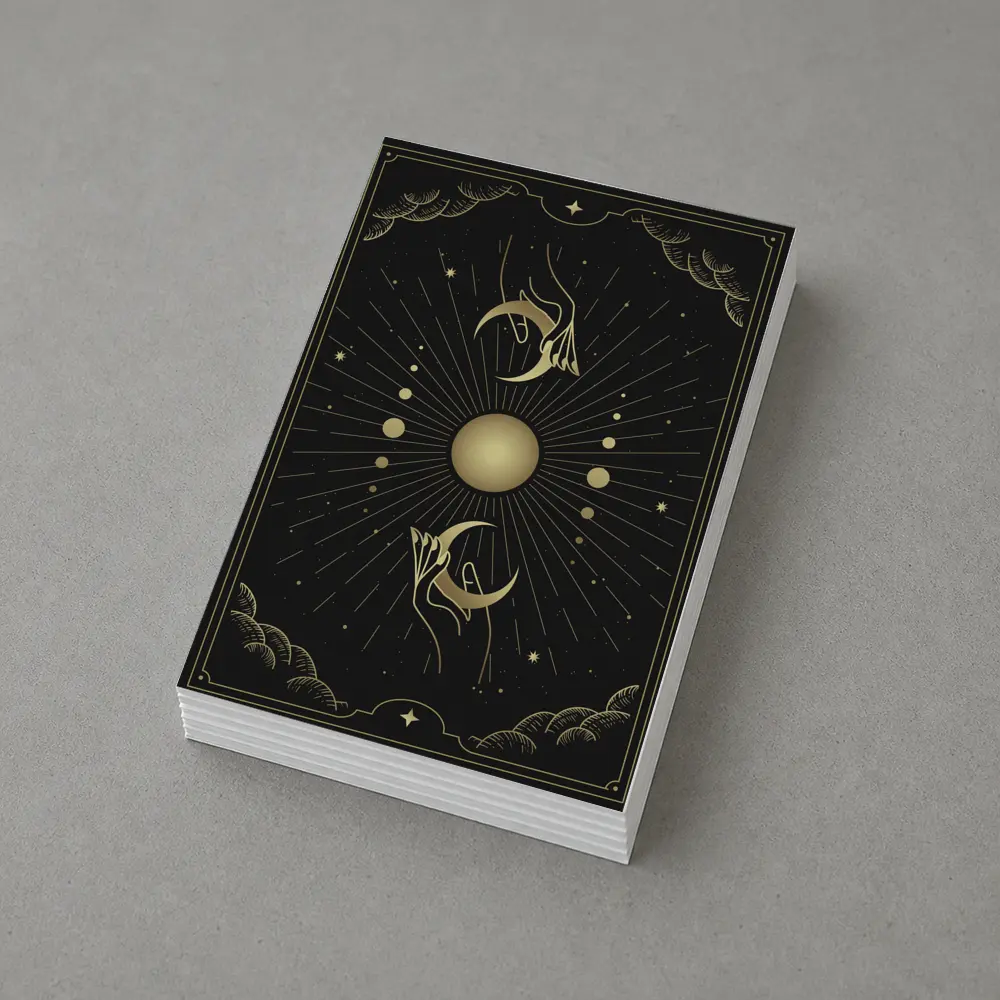 Mystical Hands Crescent Moon Gold Black – Postcards