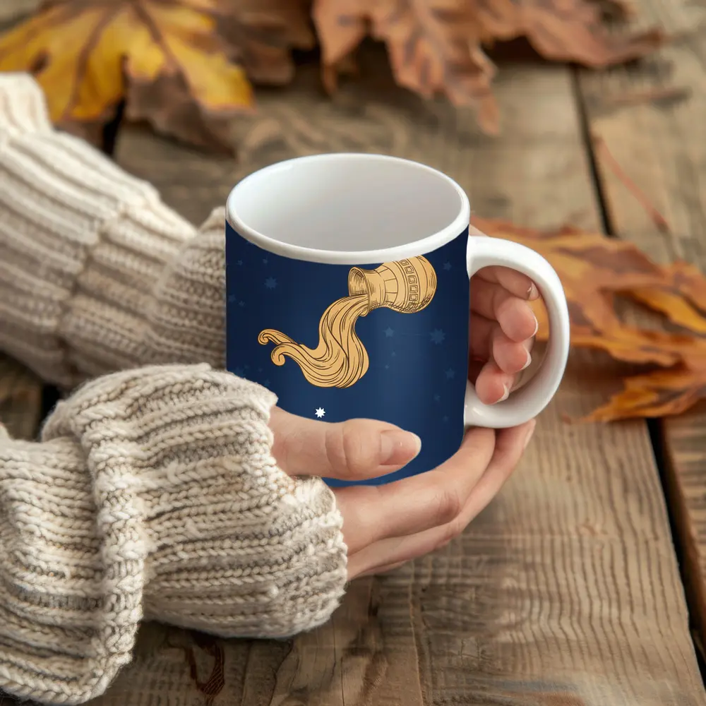 Aquarius Zodiac Sign Deep Blue Constellation Art – Mugs
