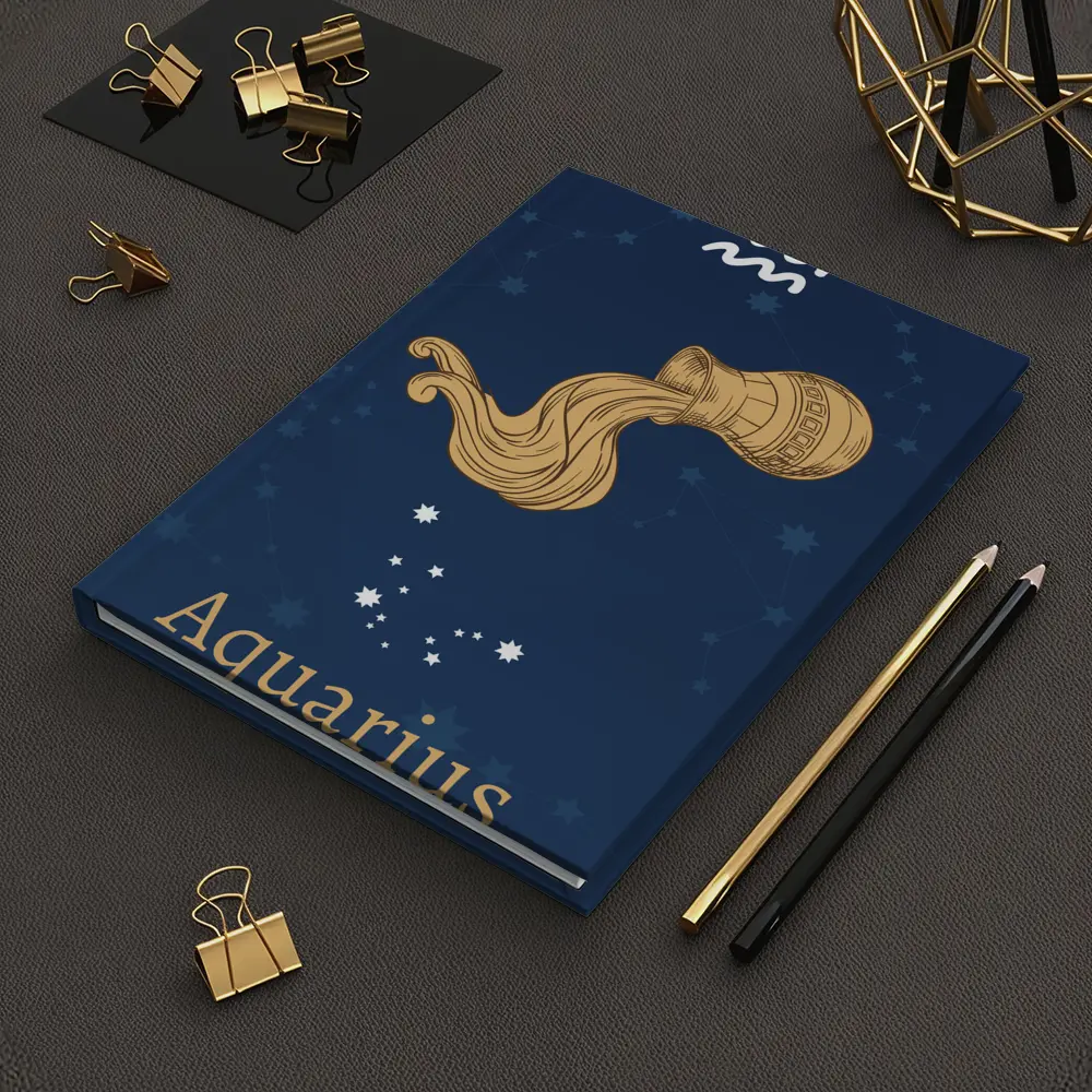Aquarius Zodiac Sign Deep Blue Constellation Art – Notebooks