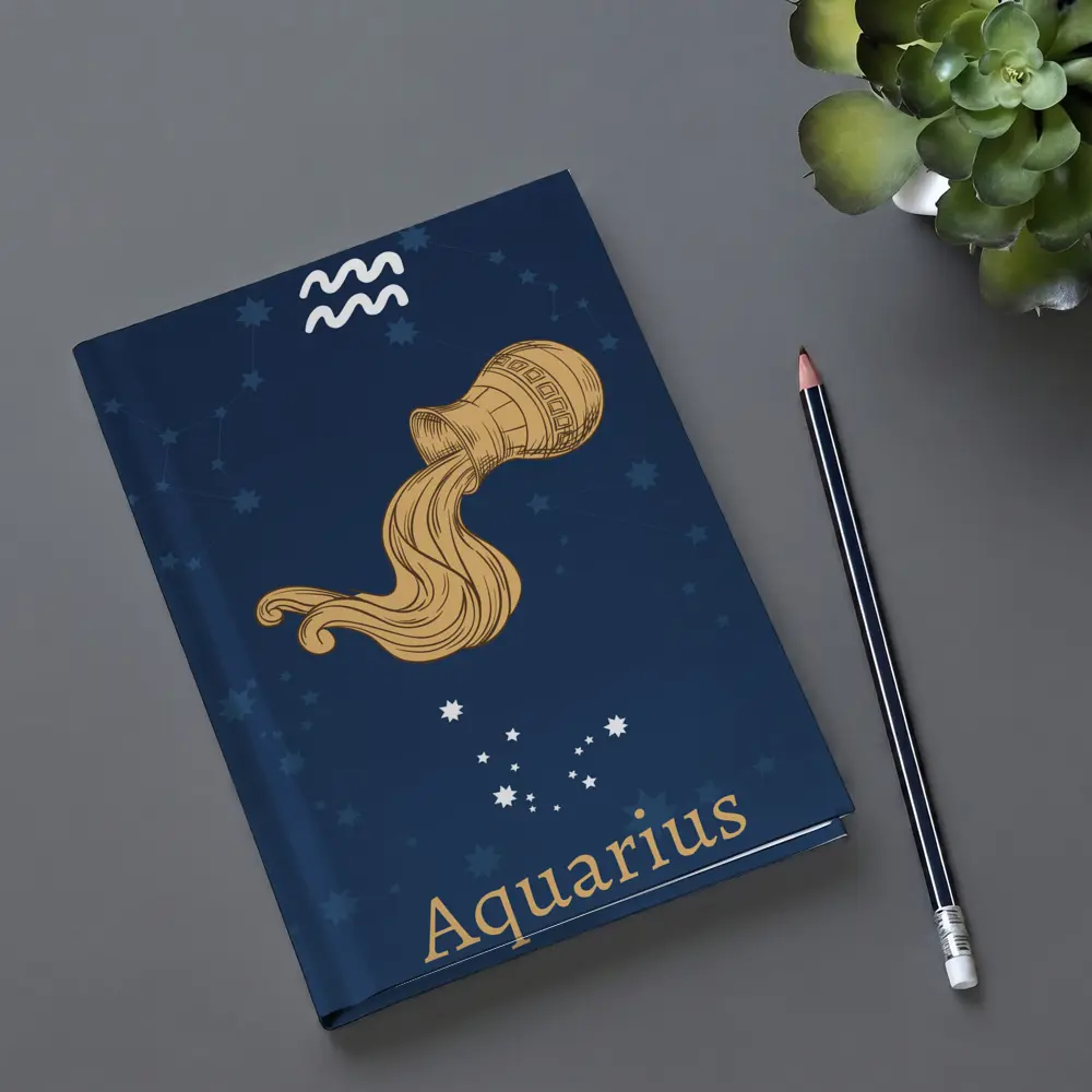 Aquarius Zodiac Sign Deep Blue Constellation Art – Notebooks