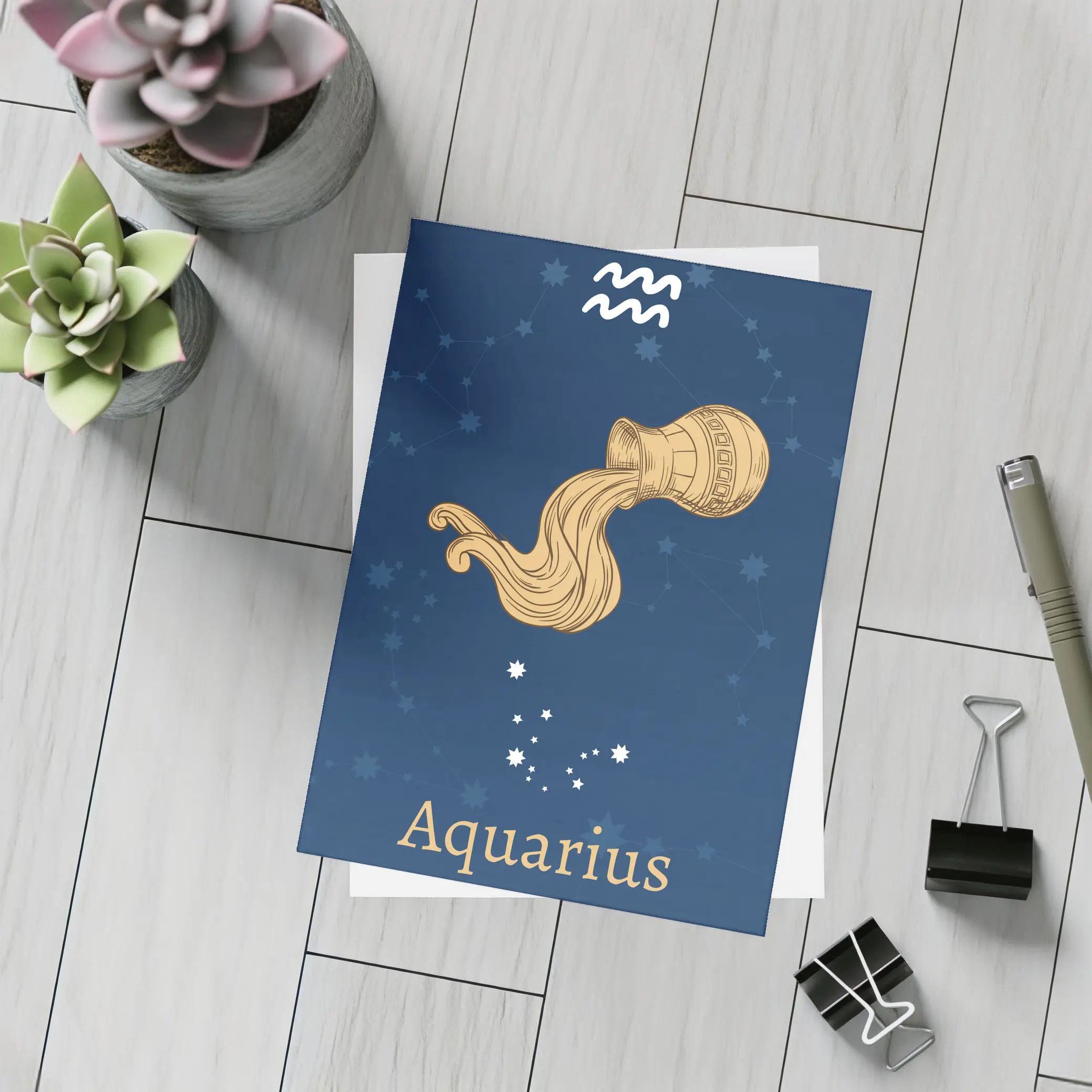 Aquarius Zodiac Sign Deep Blue Constellation Art – Postcards