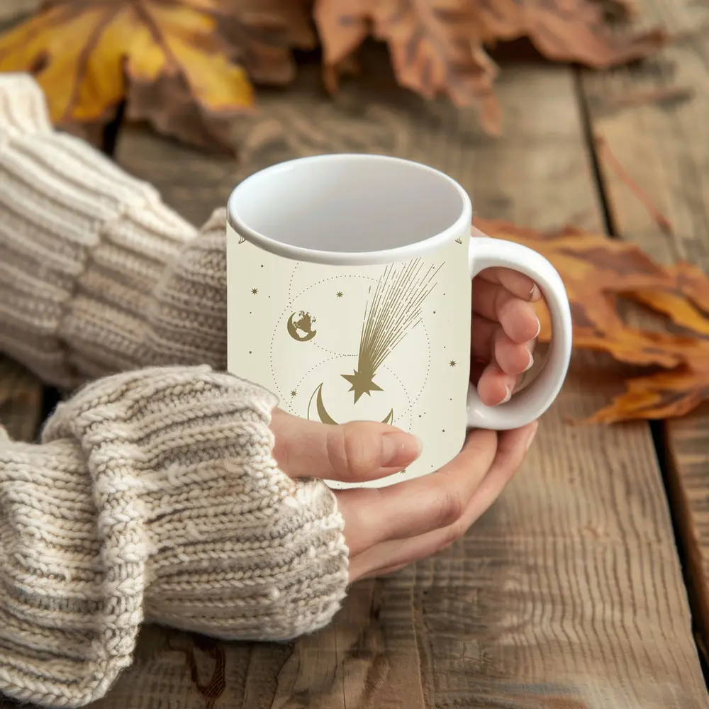 Celestial Moon Shooting Star Gold Art – Mugs