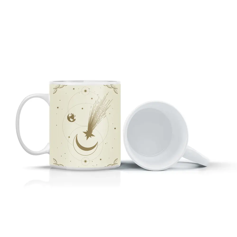 Celestial Moon Shooting Star Gold Art – Mugs