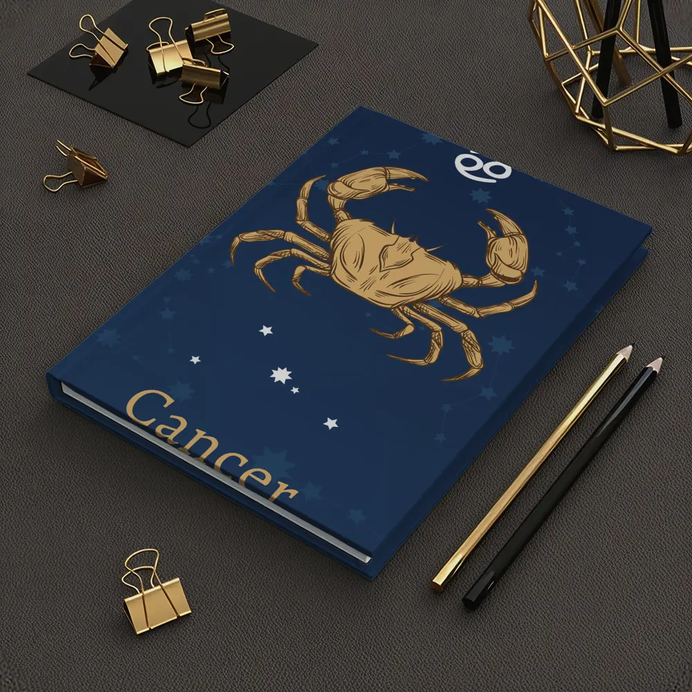 Cancer Zodiac Sign Gold Crab Navy – Notebooks