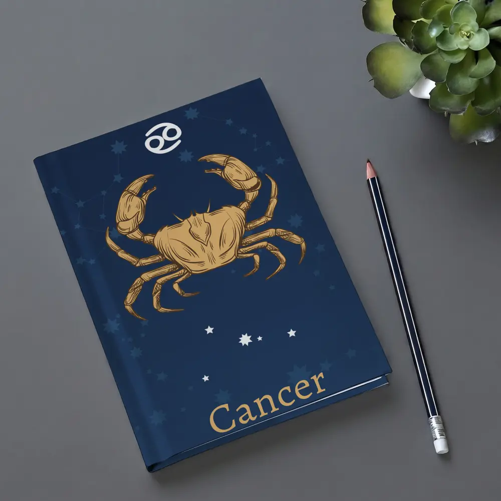 Cancer Zodiac Sign Gold Crab Navy – Notebooks