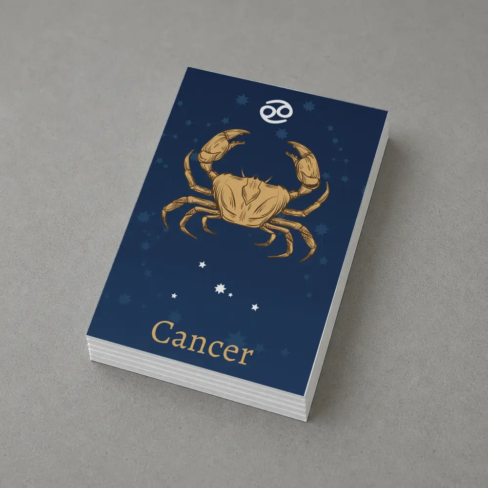 Cancer Zodiac Sign Gold Crab Navy – Postcards