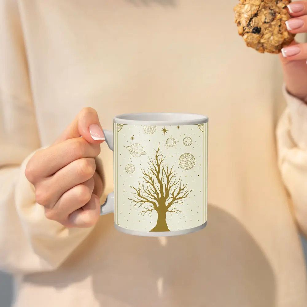 Celestial Tree Gold Planets Cosmic Art – Mugs