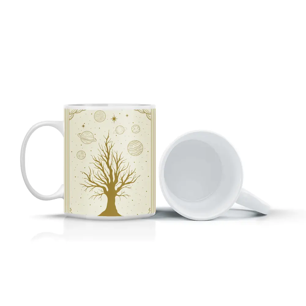 Celestial Tree Gold Planets Cosmic Art – Mugs