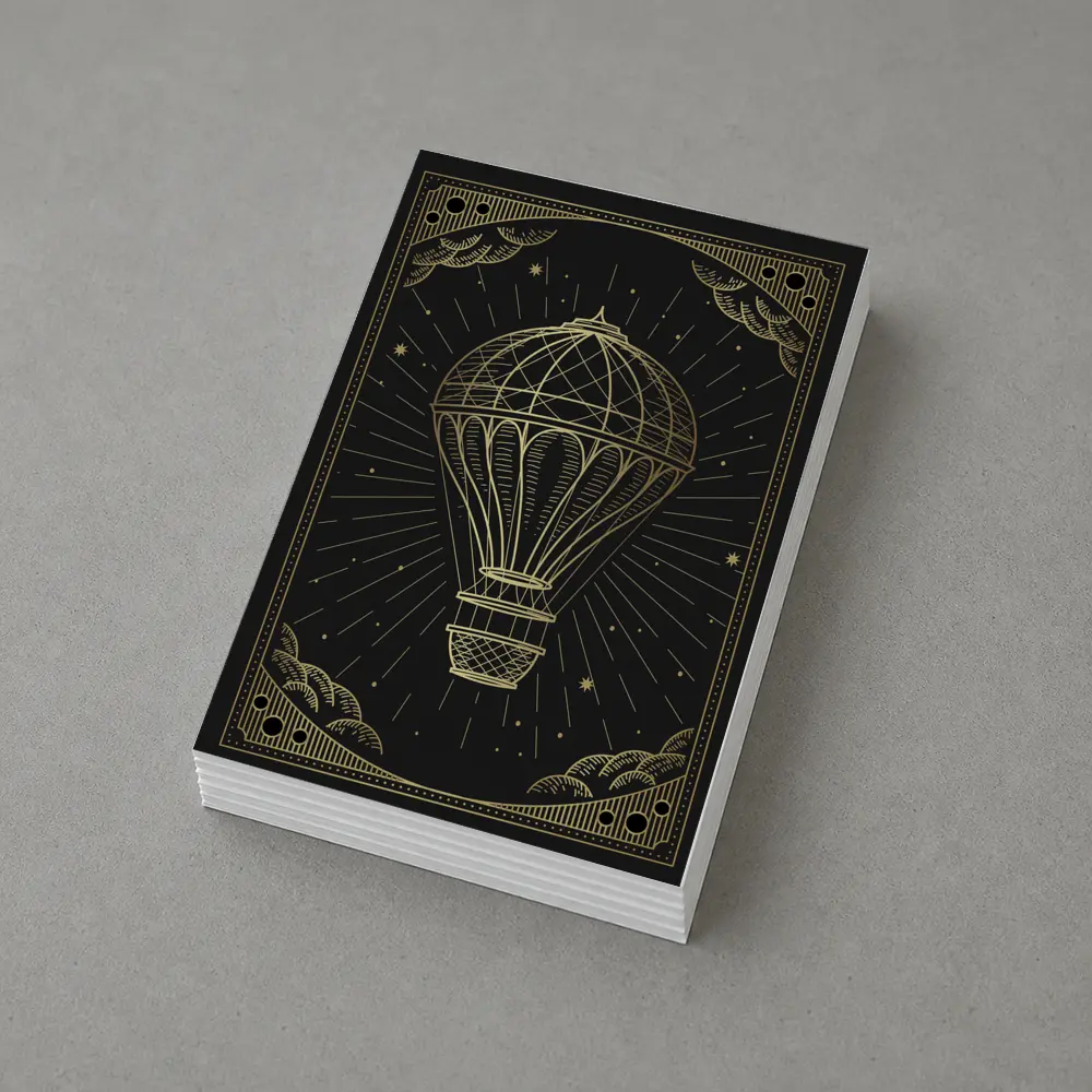 Gold Hot Air Balloon Black Night Sky – Postcards