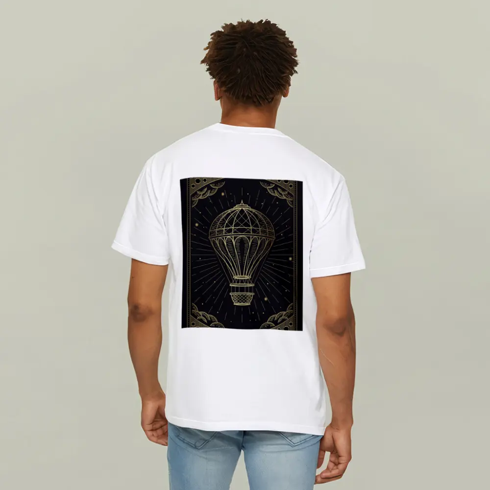 Gold Hot Air Balloon Black Night Sky – T-Shirts