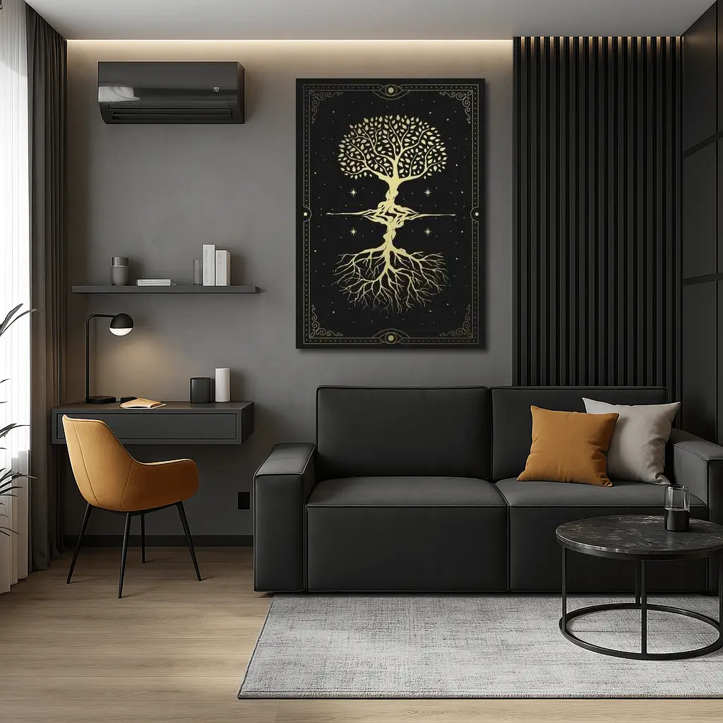 Gold Tree of Life Dark Starry Night – Wall Art