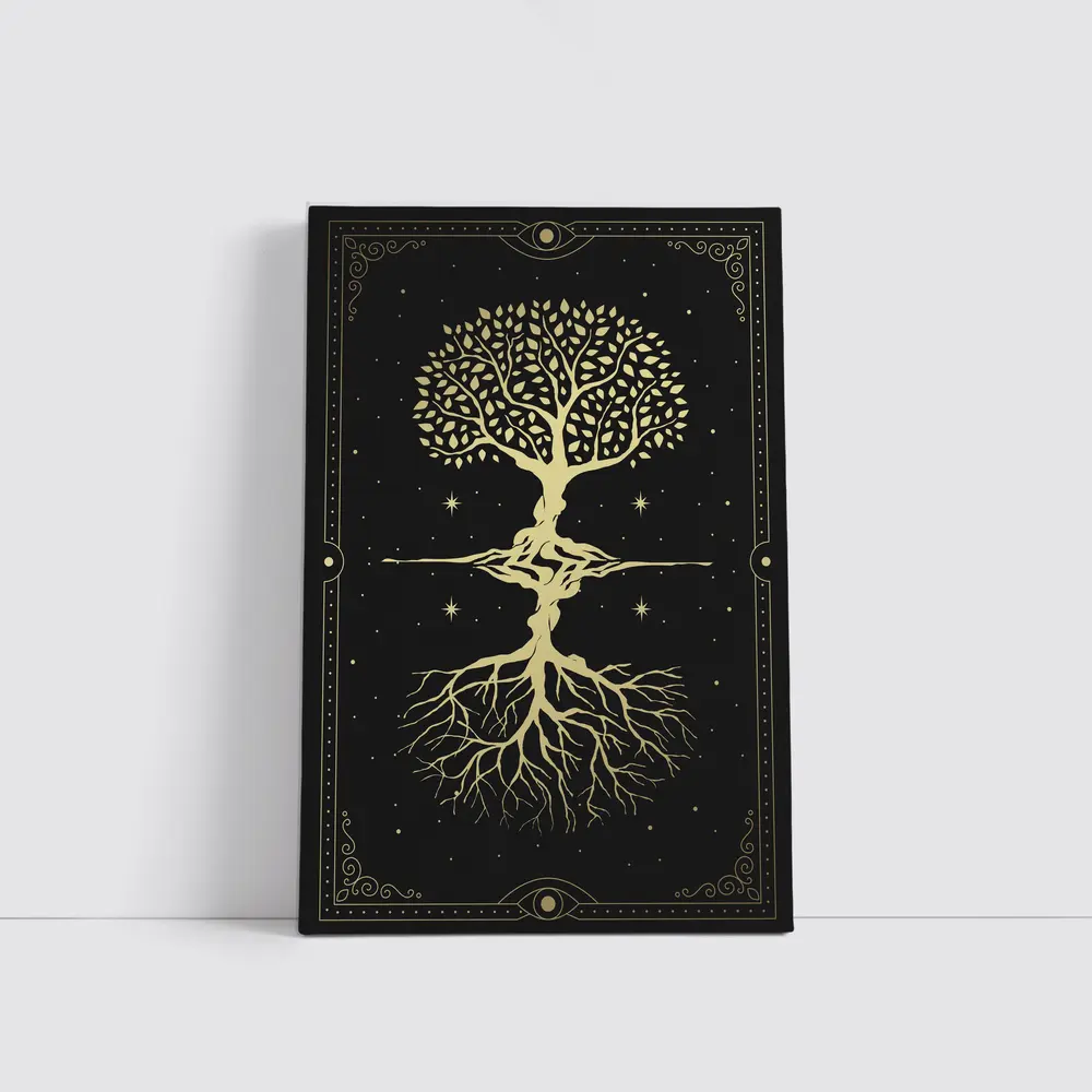 Gold Tree of Life Dark Starry Night – Wall Art