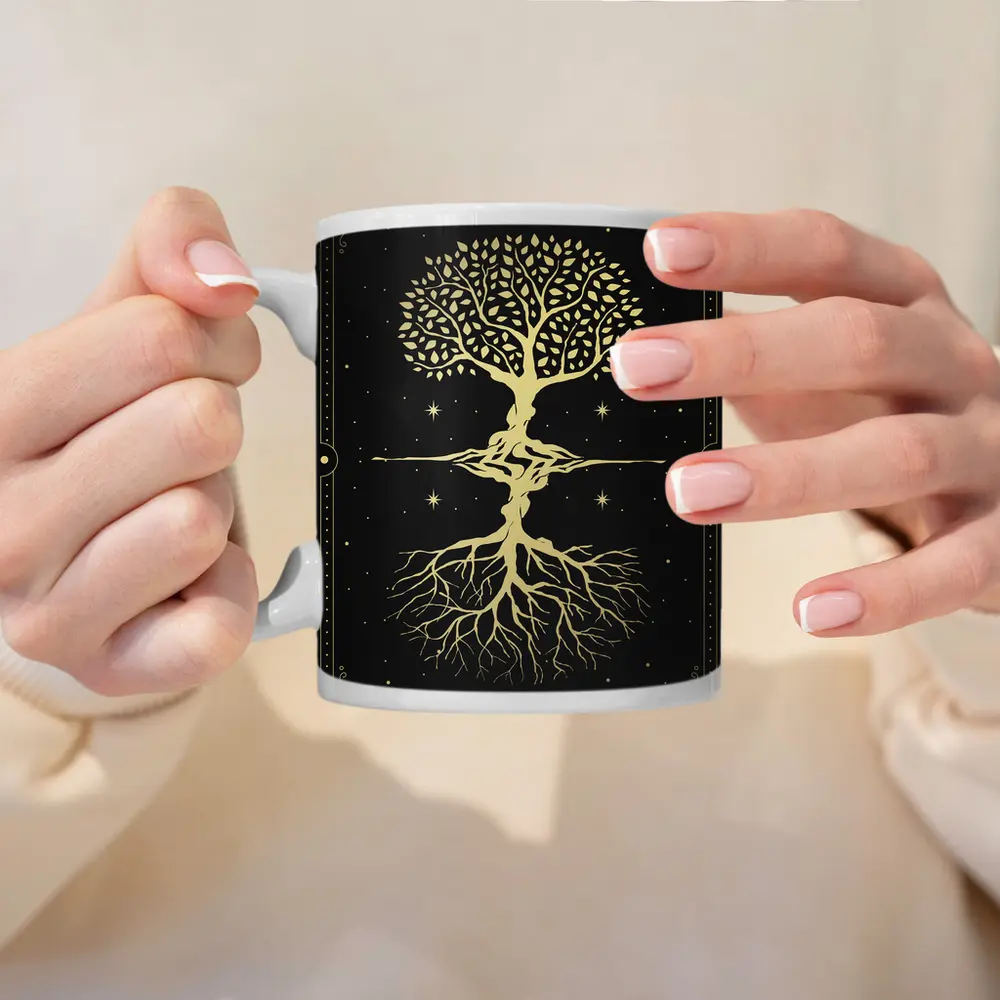 Gold Tree of Life Dark Starry Night – Mugs