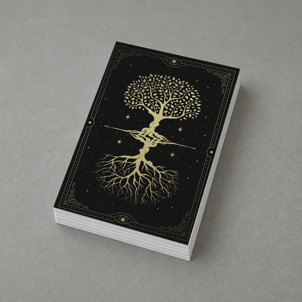 Gold Tree of Life Dark Starry Night – Postcards