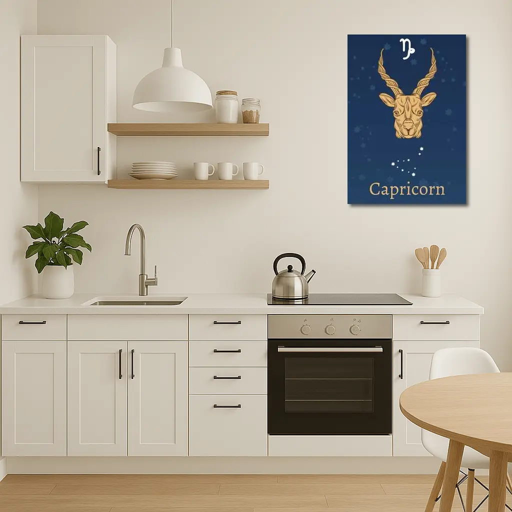 Capricorn Zodiac Sign Gold Navy Blue – Wall Art