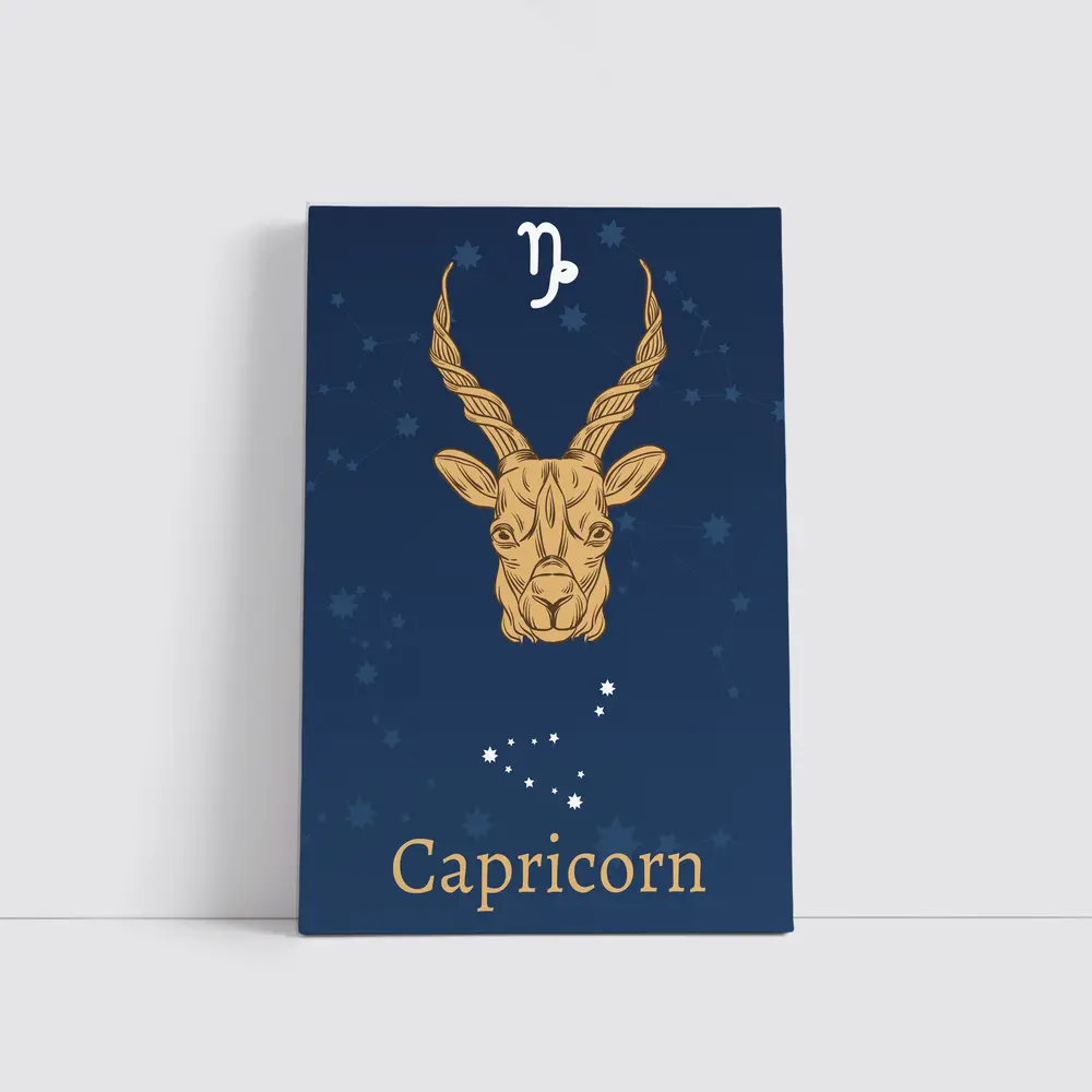 Capricorn Zodiac Sign Gold Navy Blue – Wall Art