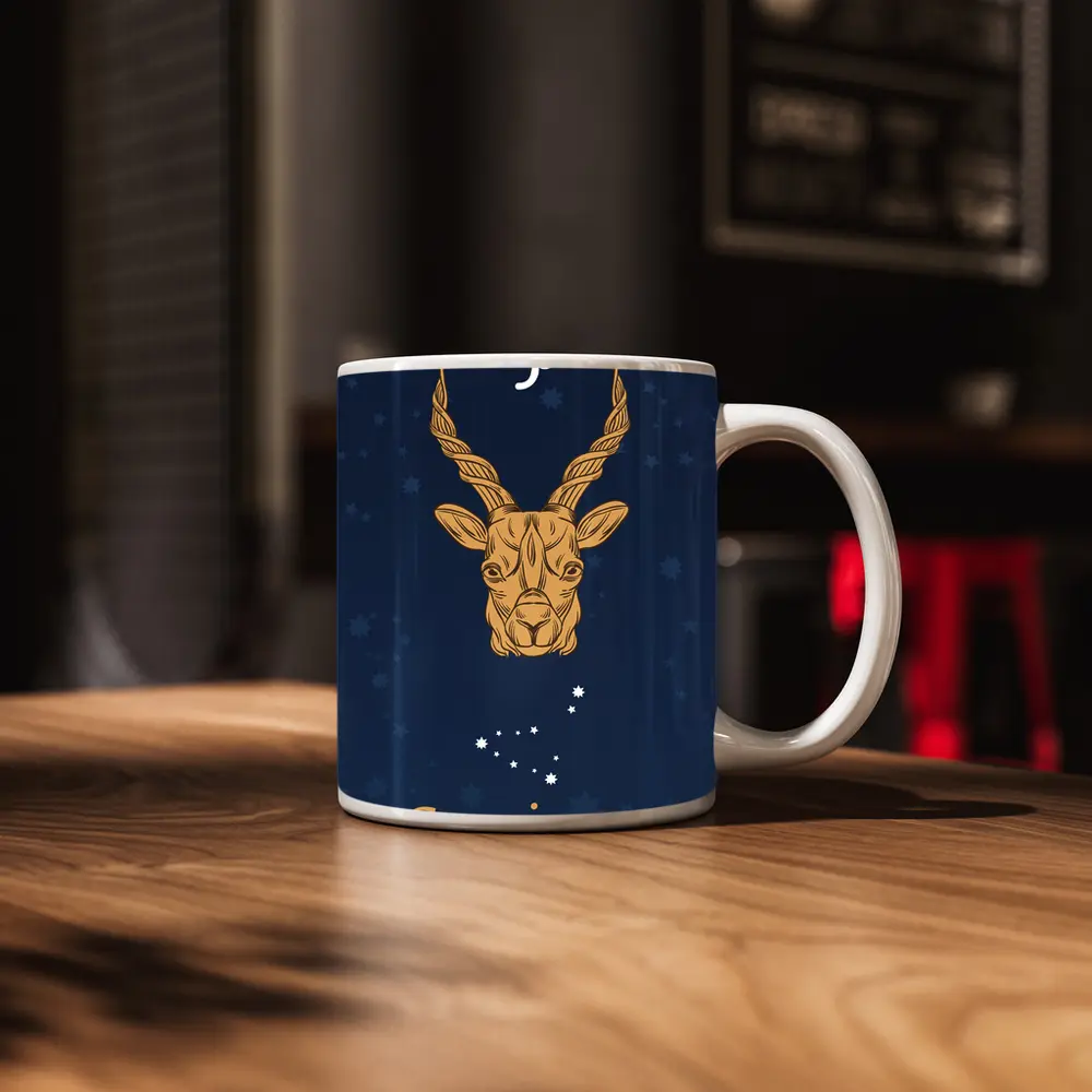 Capricorn Zodiac Sign Gold Navy Blue – Mugs