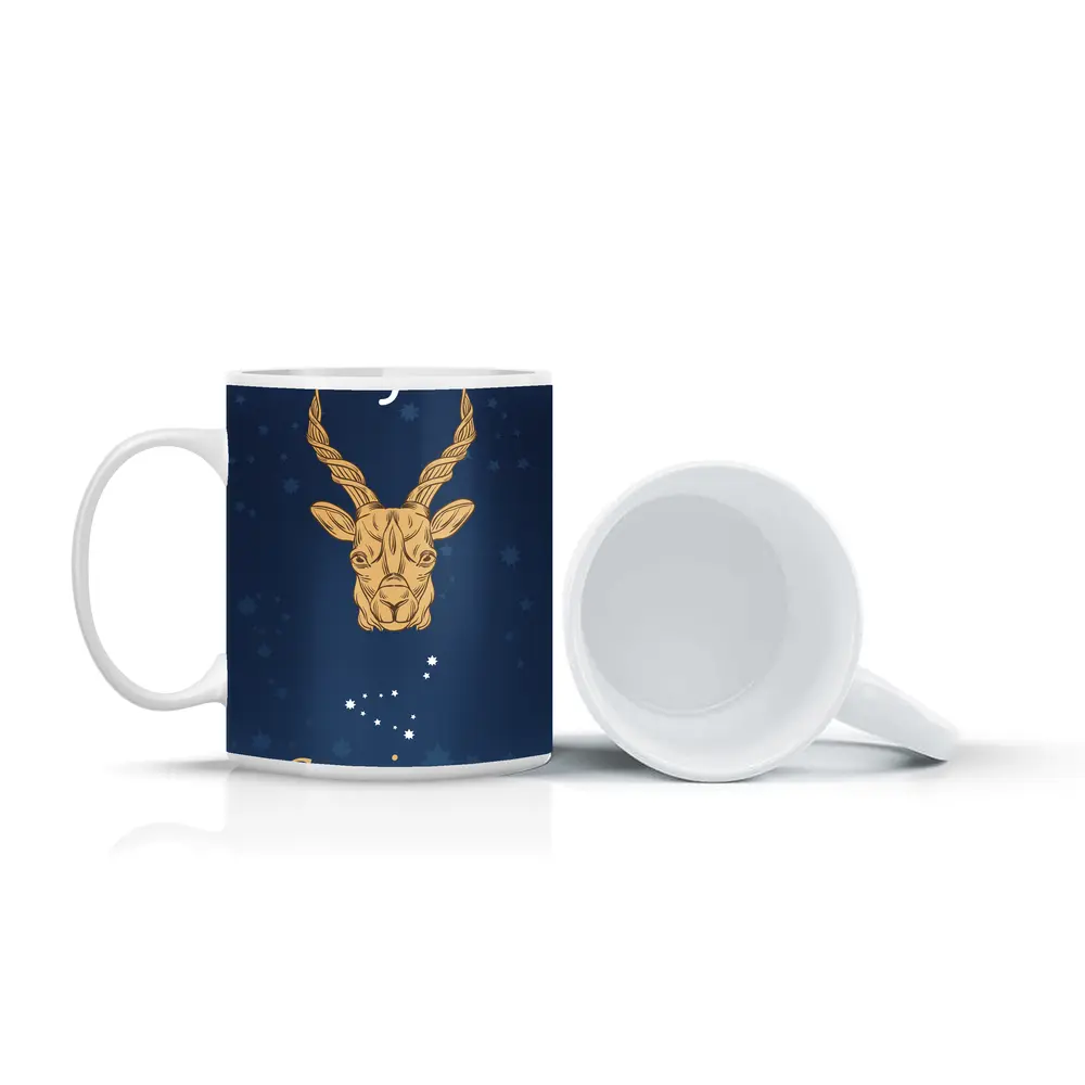 Capricorn Zodiac Sign Gold Navy Blue – Mugs