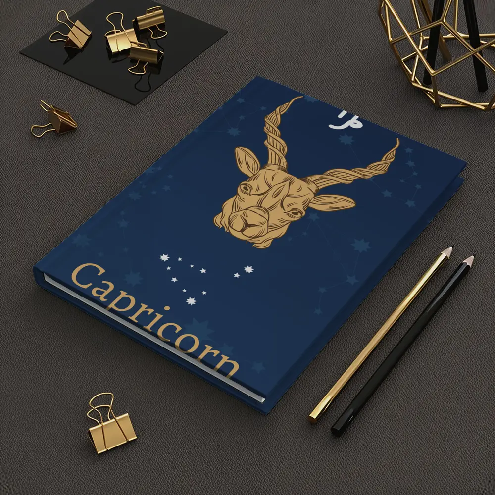 Capricorn Zodiac Sign Gold Navy Blue – Notebooks