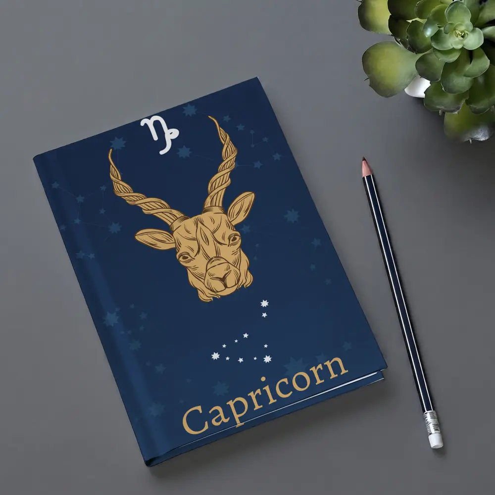 Capricorn Zodiac Sign Gold Navy Blue – Notebooks