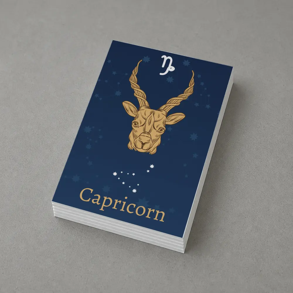 Capricorn Zodiac Sign Gold Navy Blue – Postcards