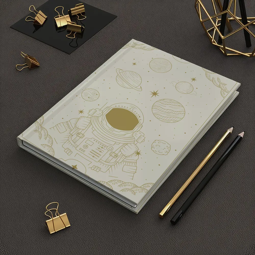Astronaut Among Planets Celestial Line Art – Notebooks