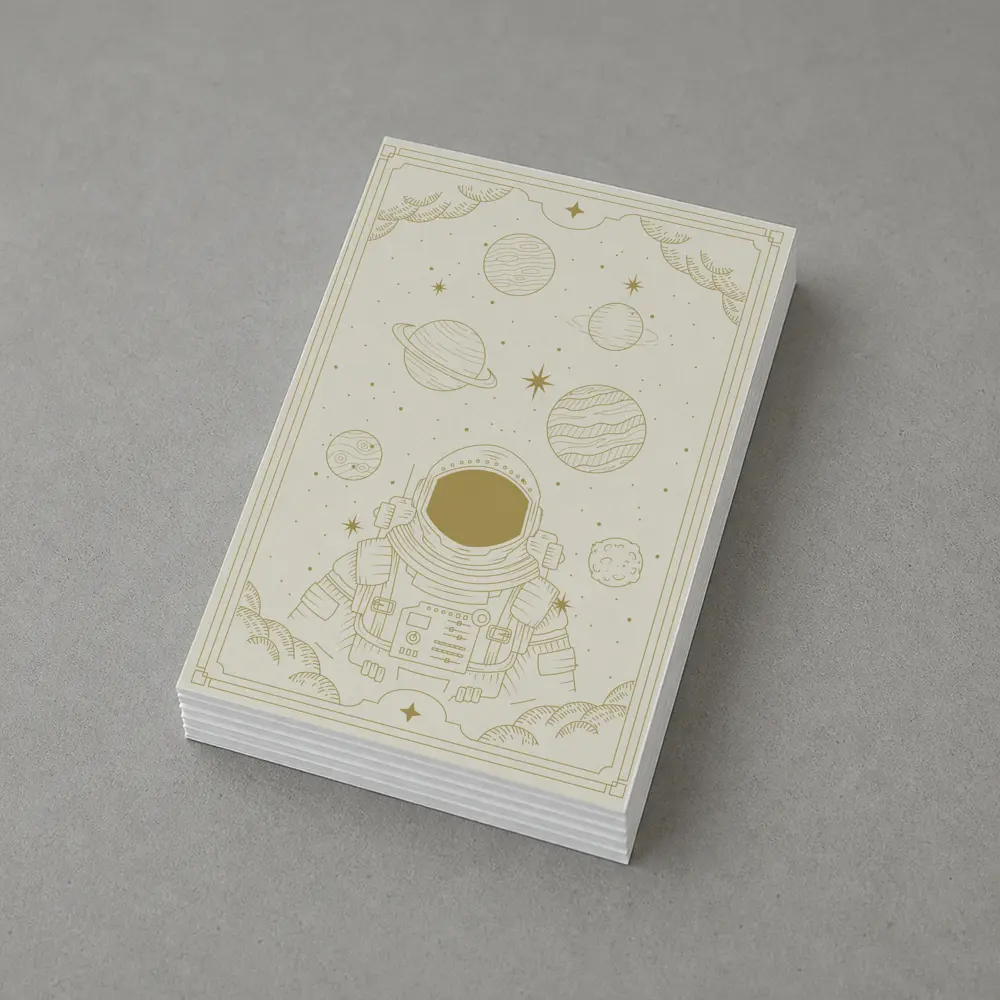 Astronaut Among Planets Celestial Line Art – Postcards