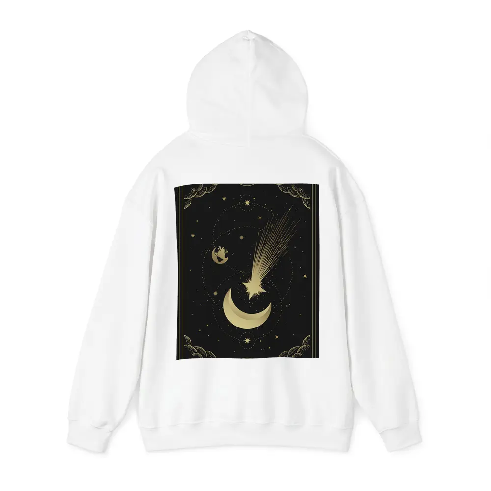 Gold Moon Shooting Star Dark Celestial Art – Hoodies