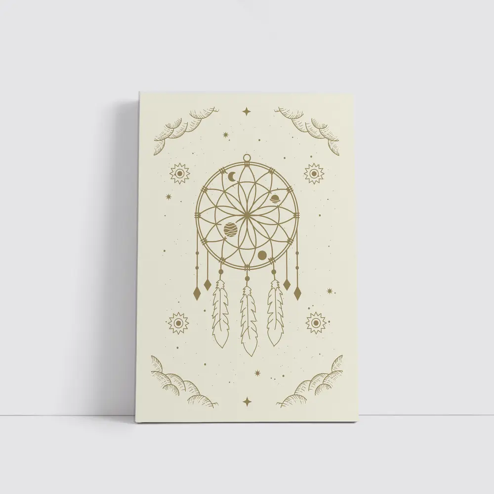 Boho Dreamcatcher Celestial Planets Beige Art – Wall Art