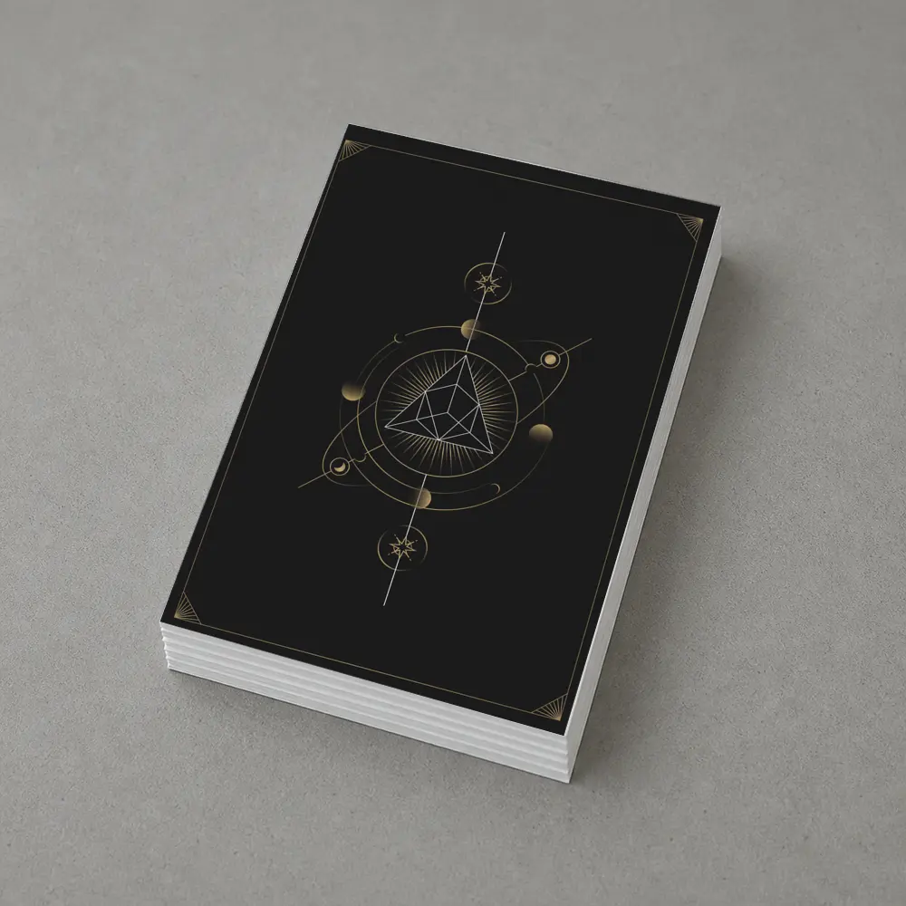 Sacred Geometry Gold Triangle Dark Background – Postcards