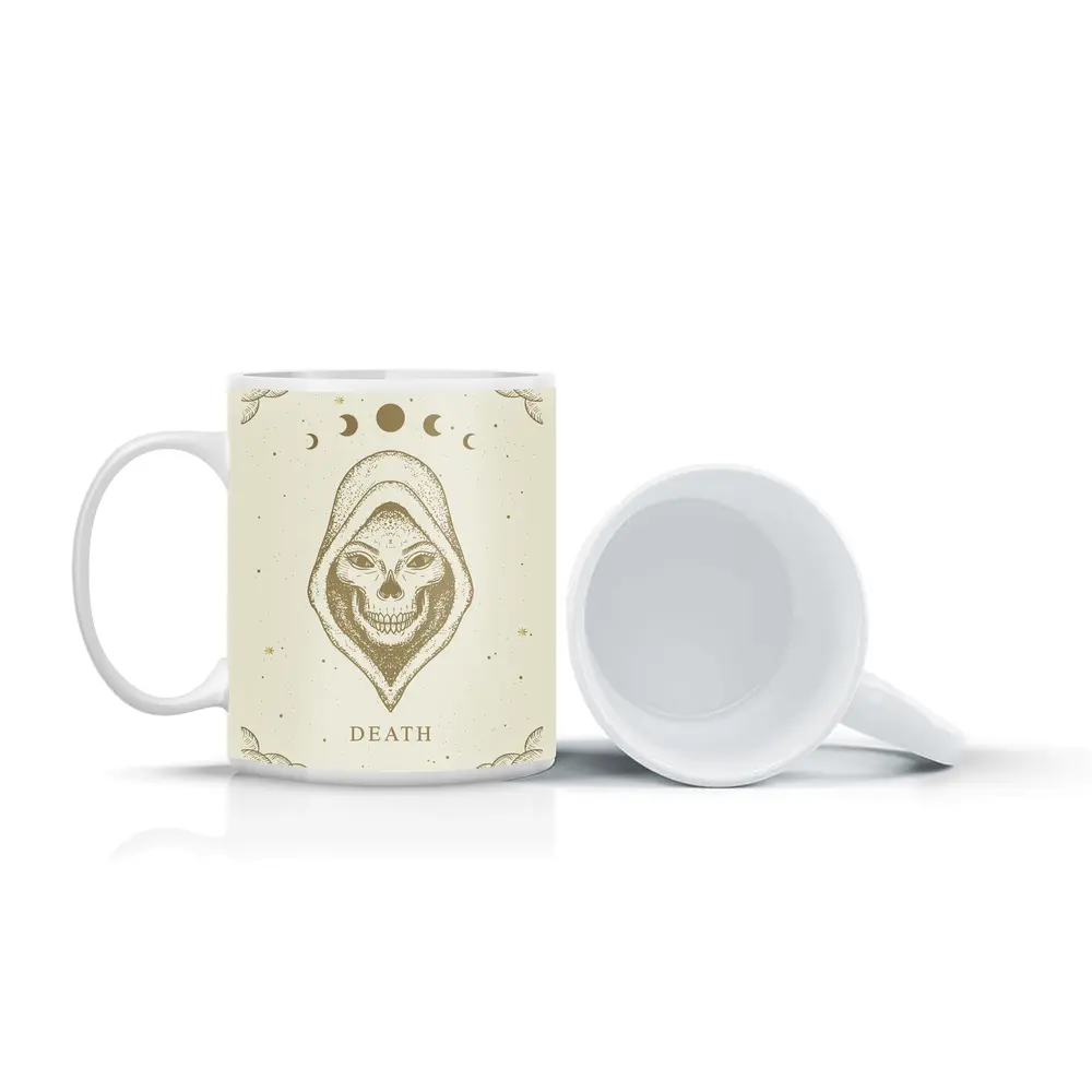 Death Tarot Skull Moon Phase Celestial Art – Mugs