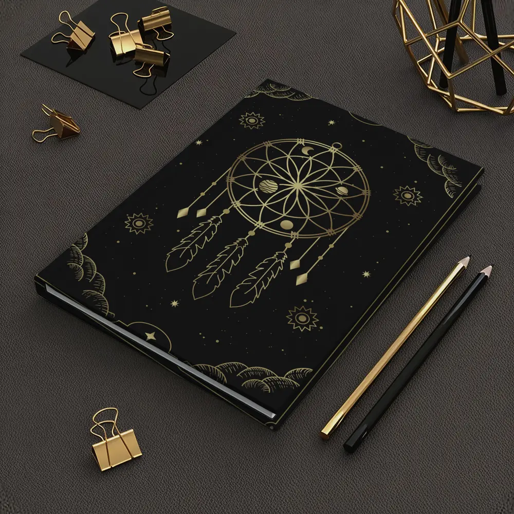 Gold Dream Catcher Dark Celestial Mystical Art – Notebooks
