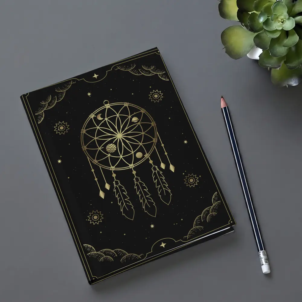 Gold Dream Catcher Dark Celestial Mystical Art – Notebooks