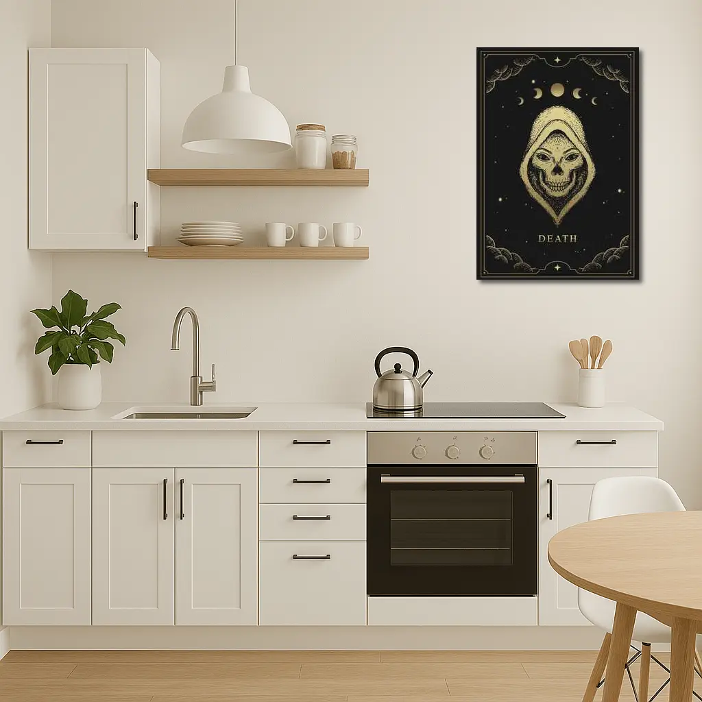 Death Tarot Skull Hooded Figure Gold – Wall Art