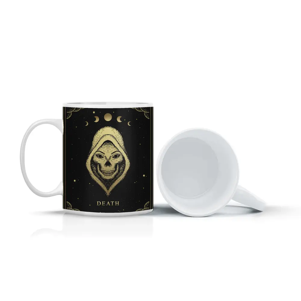 Death Tarot Skull Hooded Figure Gold – Mugs