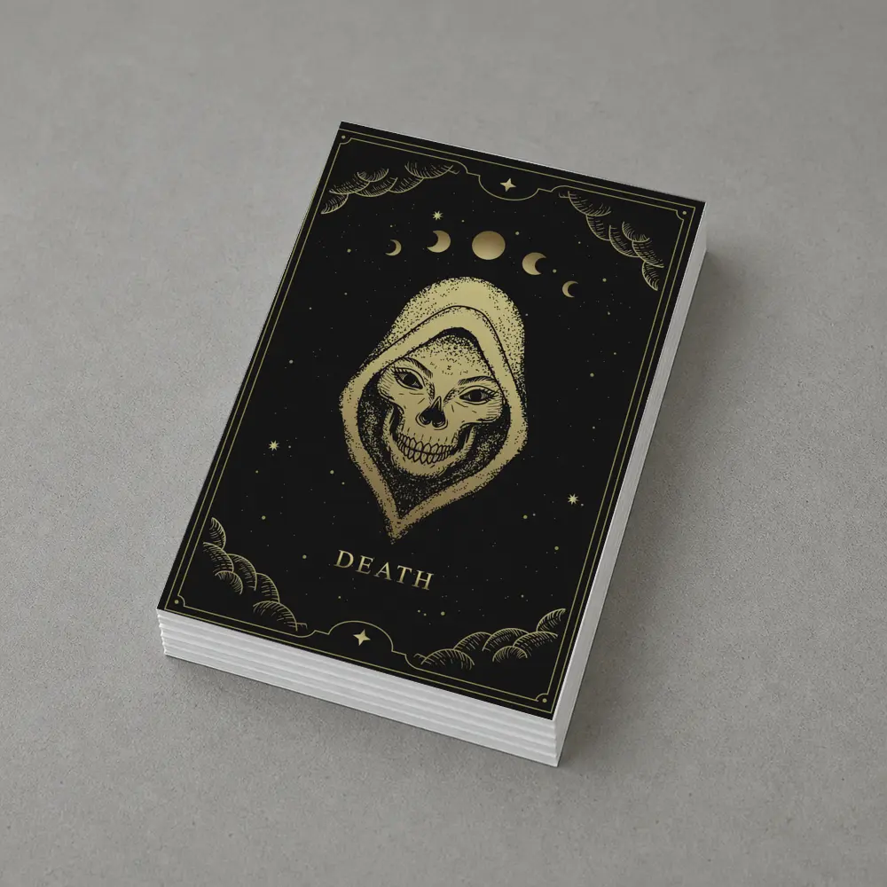 Death Tarot Skull Hooded Figure Gold – Postcards
