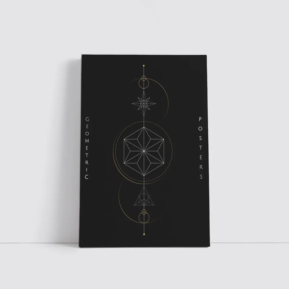 Dark Geometric Sacred Compass Star Design – Wall Art