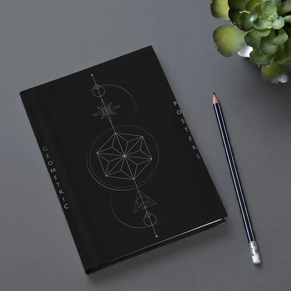 Dark Geometric Sacred Compass Star Design – Notebooks