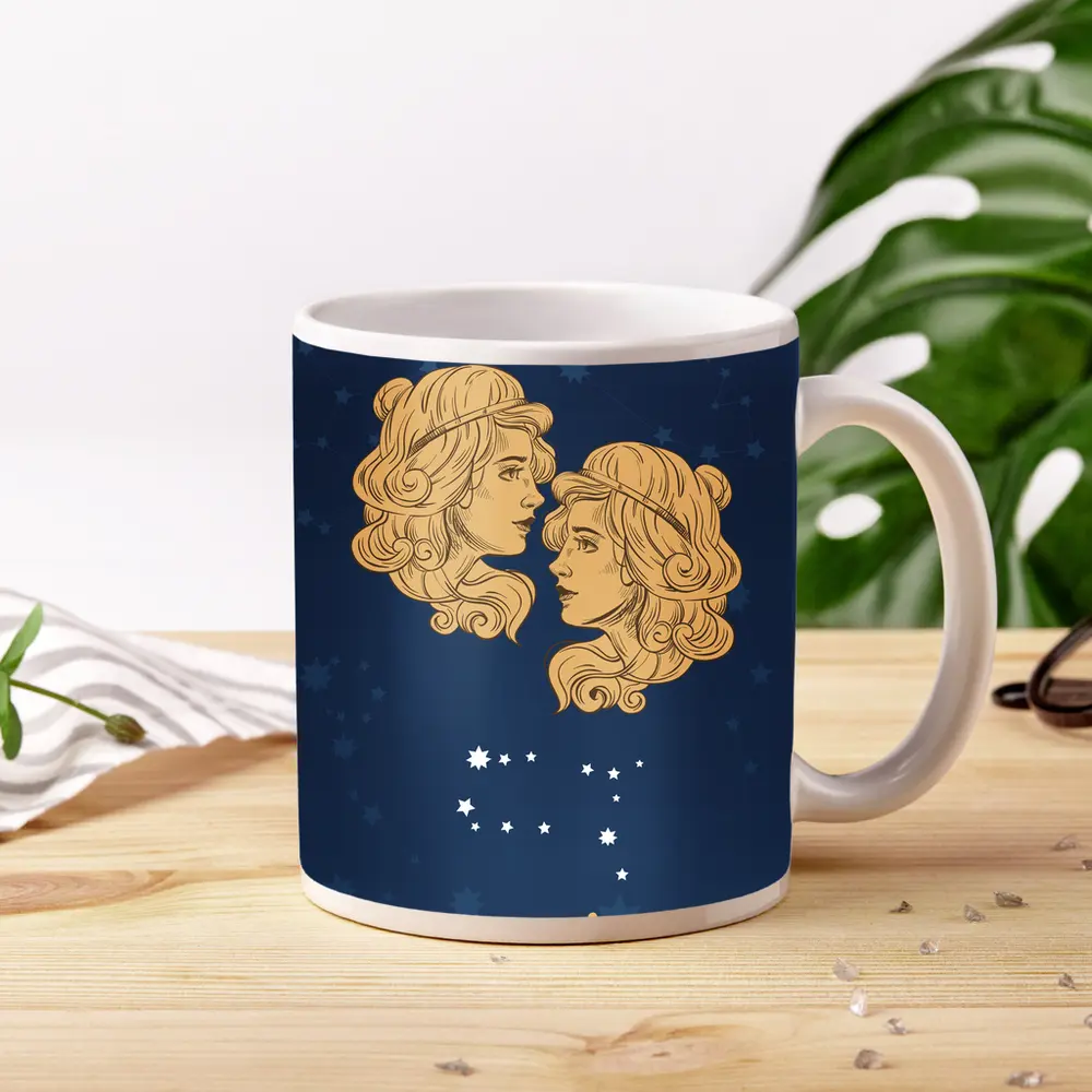Gemini Zodiac Twin Women Navy Blue – Mugs